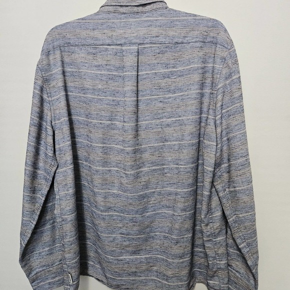 ROWN Men's Lg Long Sleeve Button Down Collar Cotton Blend Shirt Blue Heathered - Picture 3 of 10